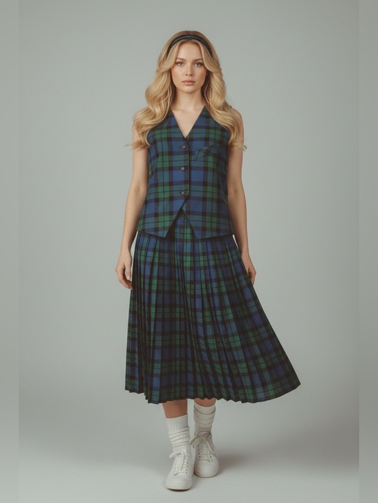 Vintage Dresses & Skirts - Vintage 90s Separate Scene Tartan 2-Piece Set Skirt & Vest Made in Canada 14